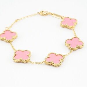 NWT retail $90 18k plated Five Pink Clover Bracelet